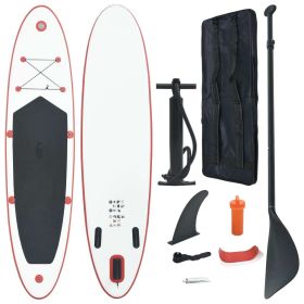 Stand Up Paddle Board Set SUP Surfboard Inflatable Red and White (Color: Red)
