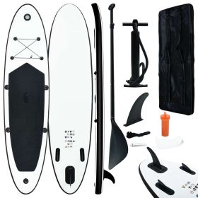 Inflatable Stand up Paddle Board Set Black and White (Color: Black)